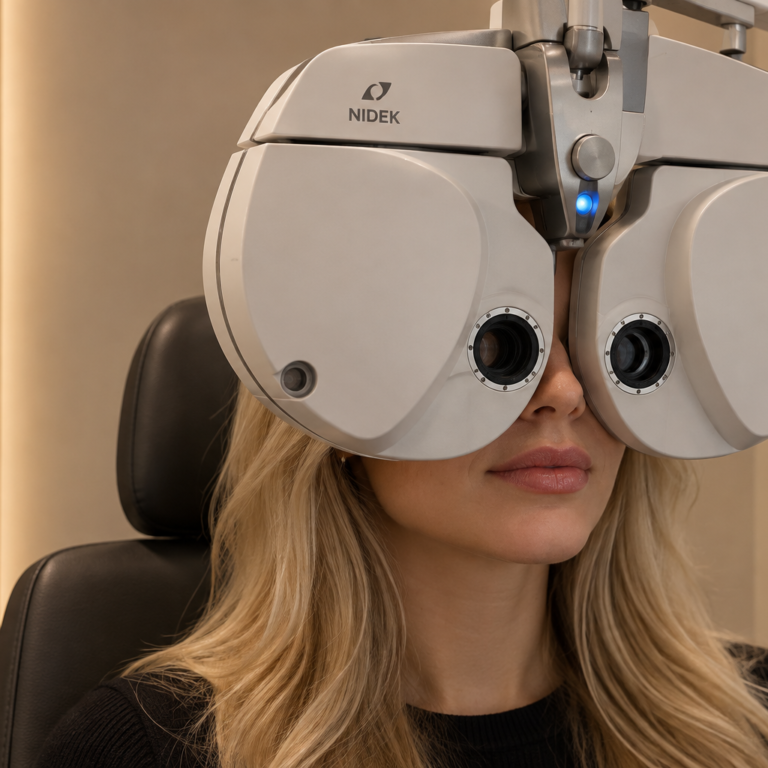 Phoropter used for eye tests at Glassery Optometry
